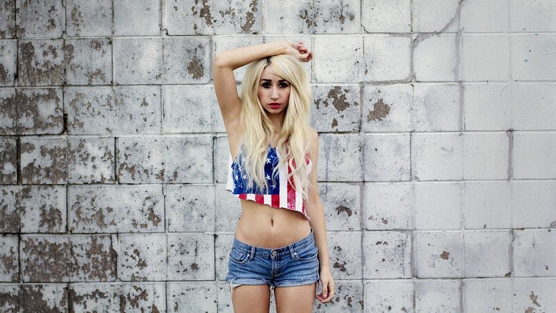 woman in flag top