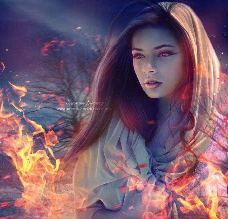 Woman in Flames — Blue