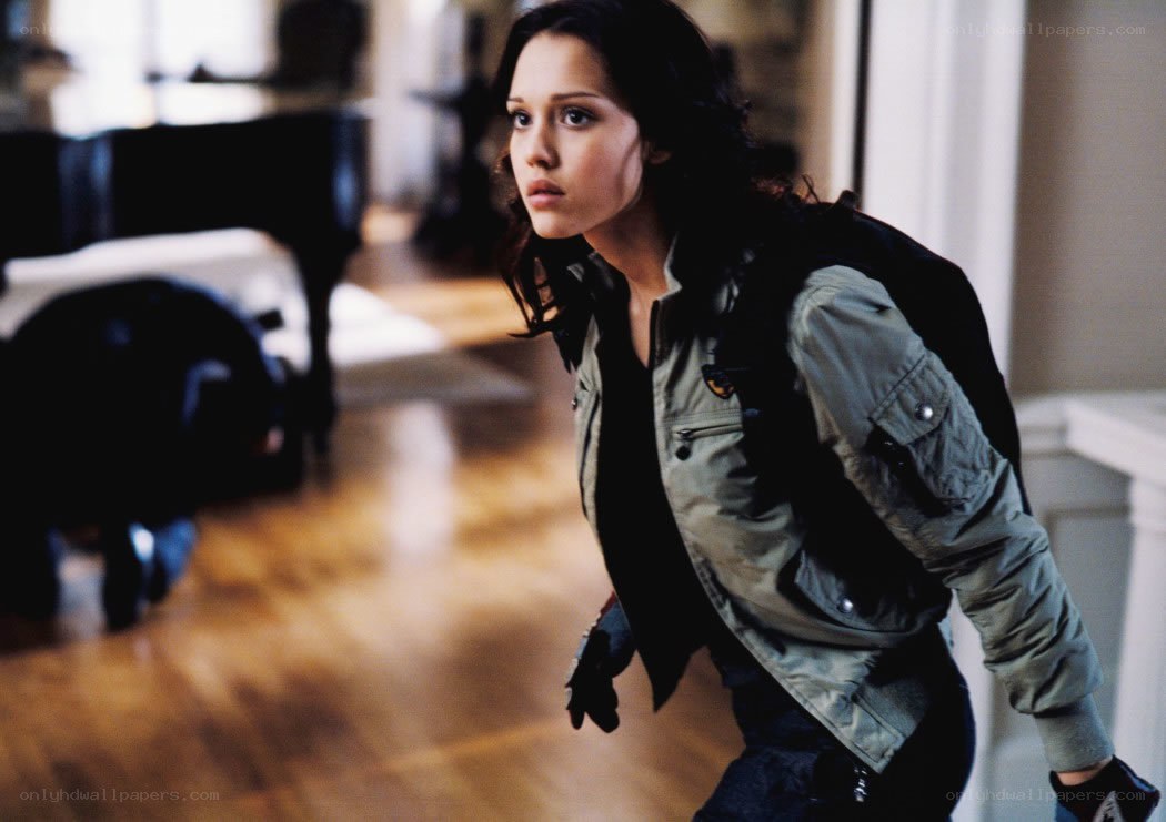 woman in flight jacket running