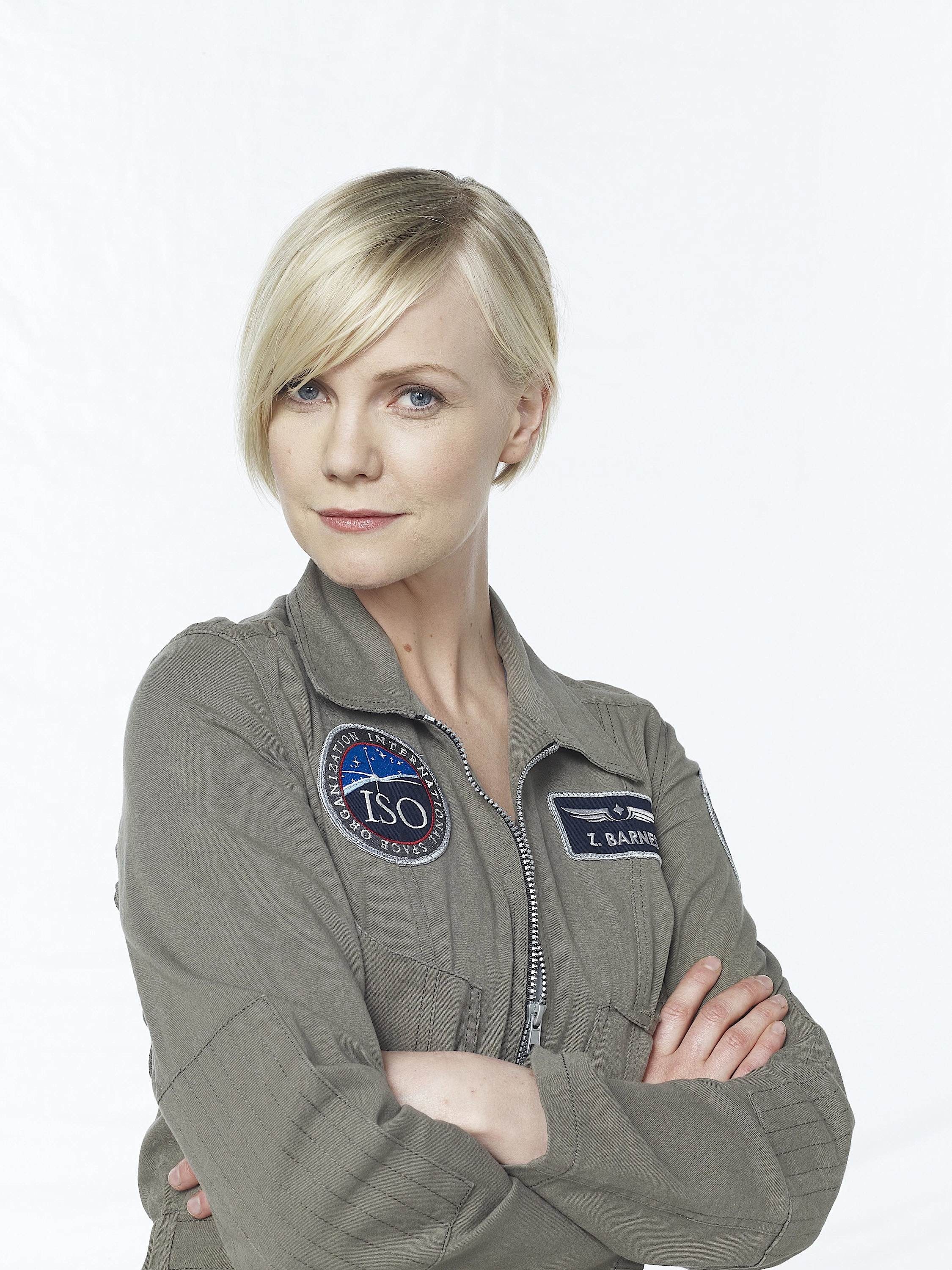 woman in flight jacket