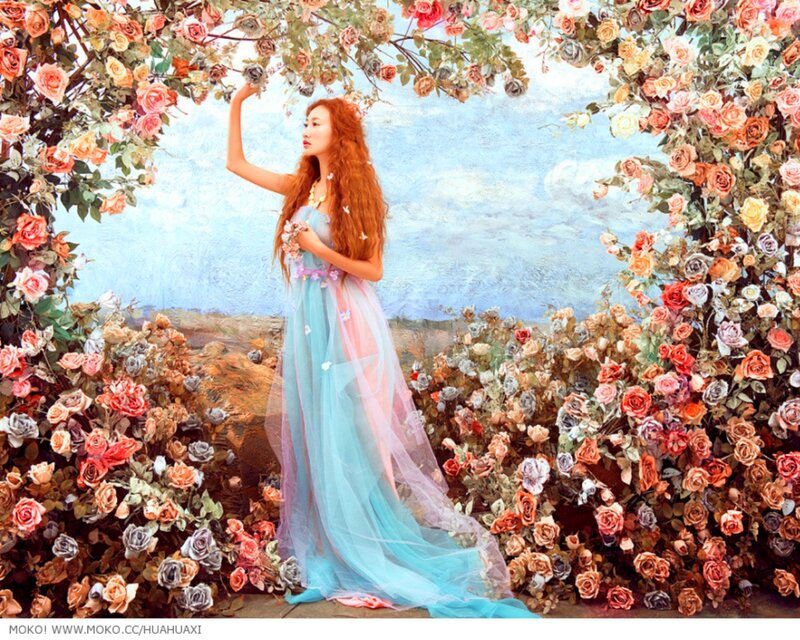 Woman in Floral Arch