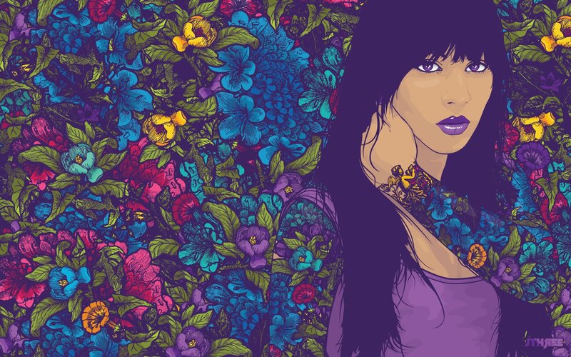 woman in floral background