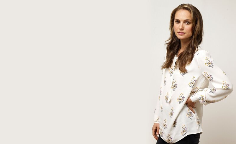 woman in floral blouse