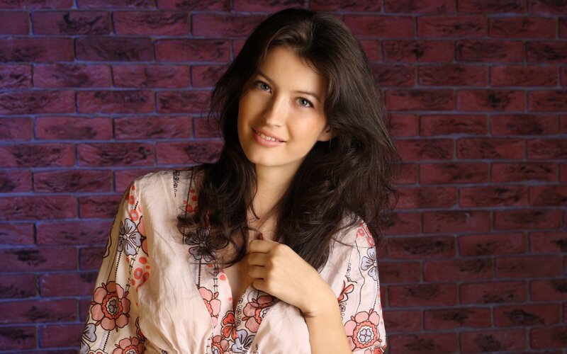 woman in floral blouse