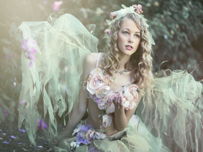 Woman in Floral Costume — Green, Ethereal