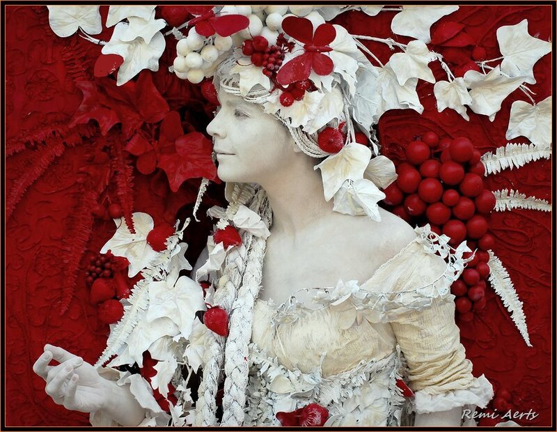 Woman in Floral Costume — Red