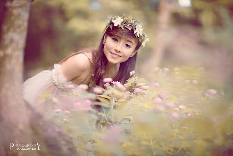 woman in floral crown