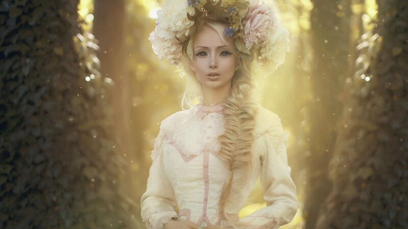 Woman in Floral Crown — White, Serene, Afternoon, Digital Art