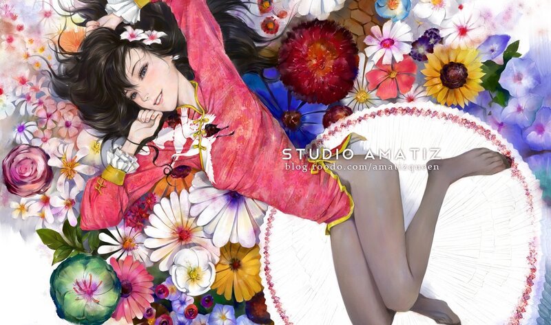 woman in floral dream