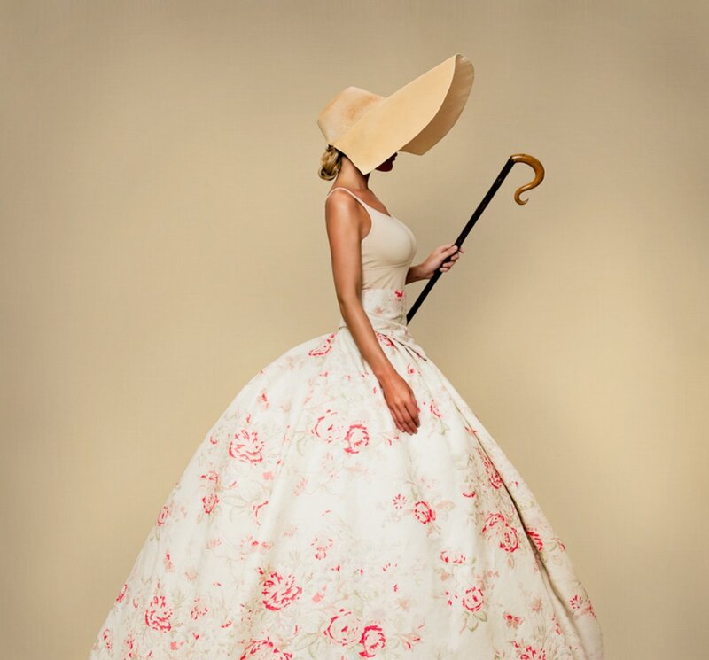 Woman in Floral Dress — Beige, Elegant