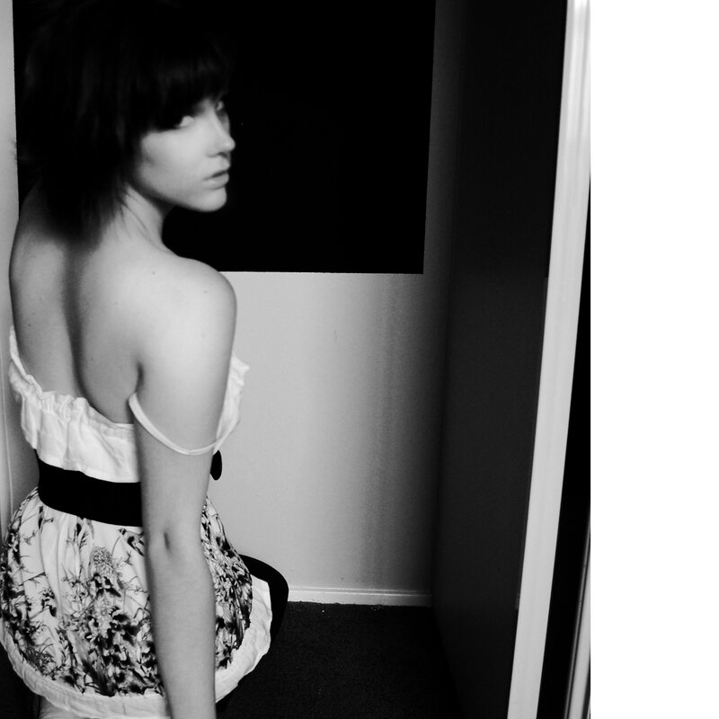 Woman in Floral Dress — Black, Dramatic, Photograph, Wall, Mirror