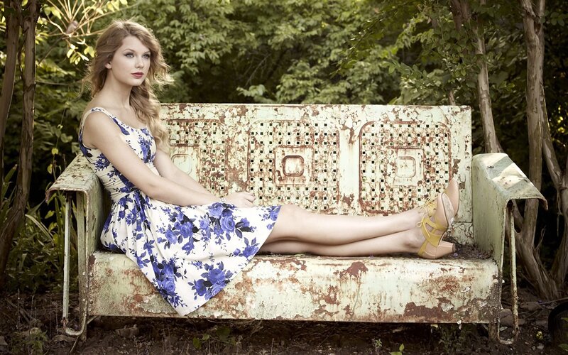 Woman in Floral Dress — Blue, Serene