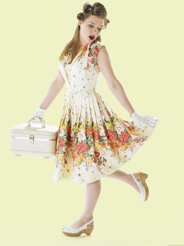 Woman in Floral Dress — Cream, Playful