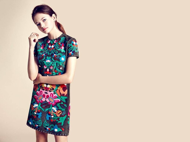 Woman in Floral Dress — Green, Neutral