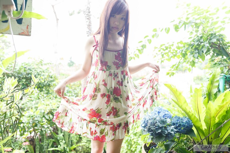 Woman in Floral Dress — Green, Serene, Afternoon, Photograph, Flowers, Plants, White