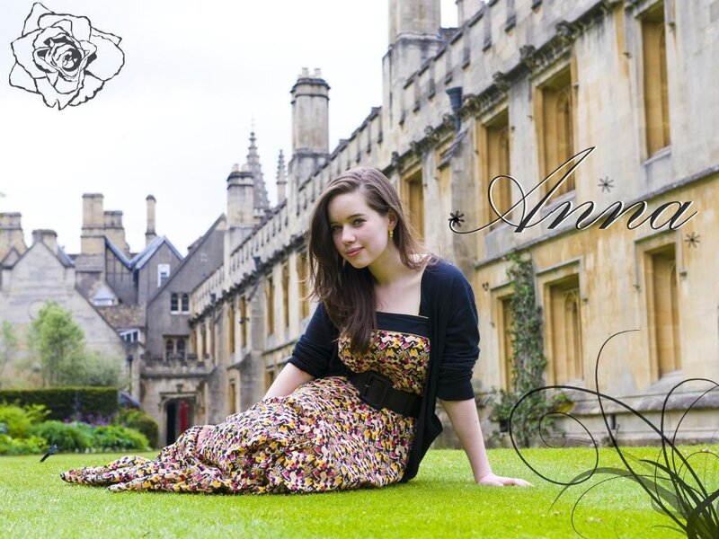 Woman in floral dress on grass