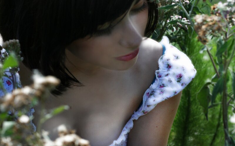 woman in floral dress outdoors