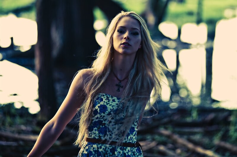 woman in floral dress outdoors