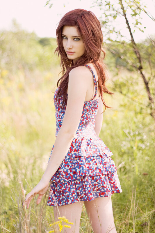 woman in floral dress outdoors