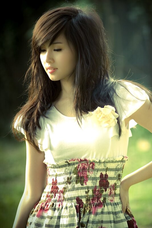 woman in floral dress outdoors
