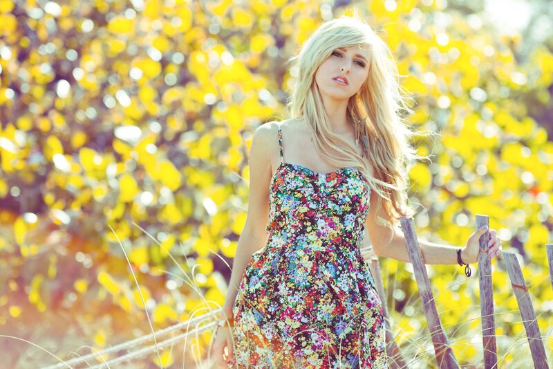 woman in floral dress outdoors
