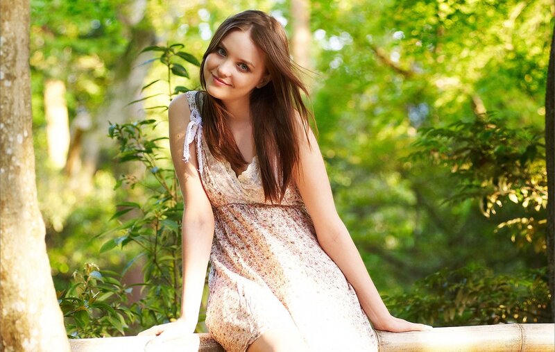 woman in floral dress outdoors