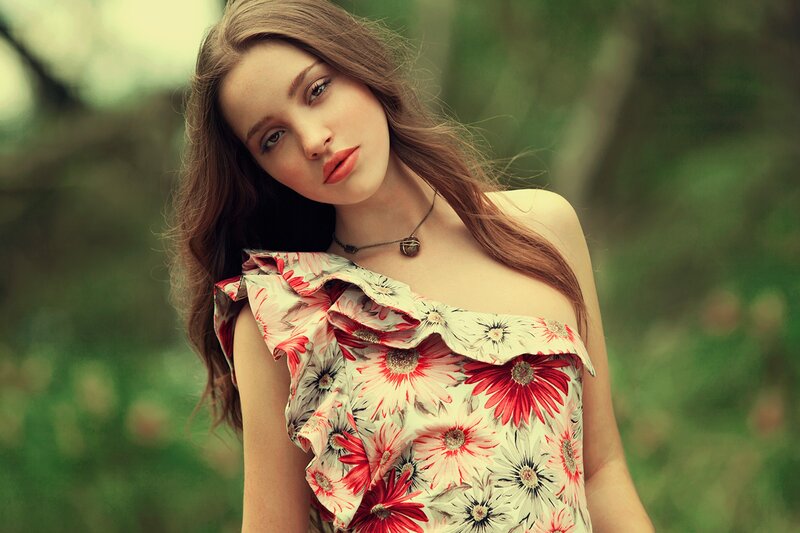 woman in floral dress outdoors