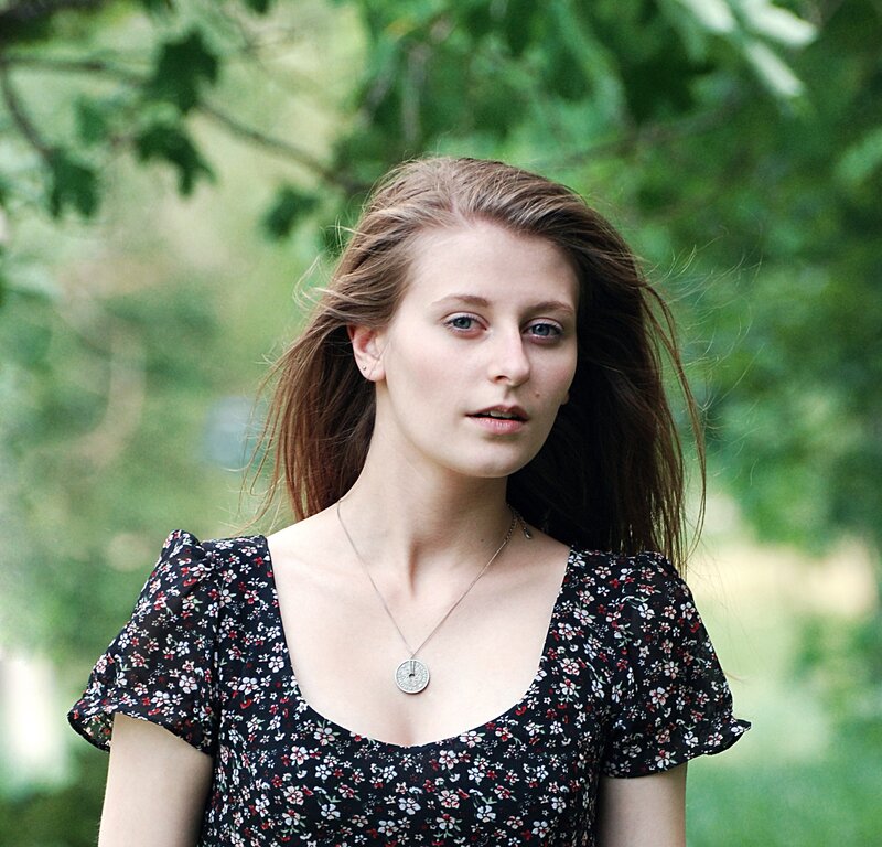woman in floral dress outdoors