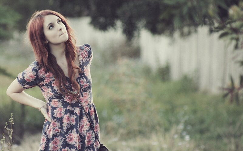 woman in floral dress outdoors