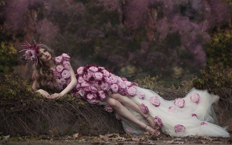 Woman in Floral Dress — Pink, Dreamy, Autumn