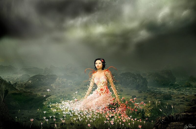 Woman in Floral Dress — Pink