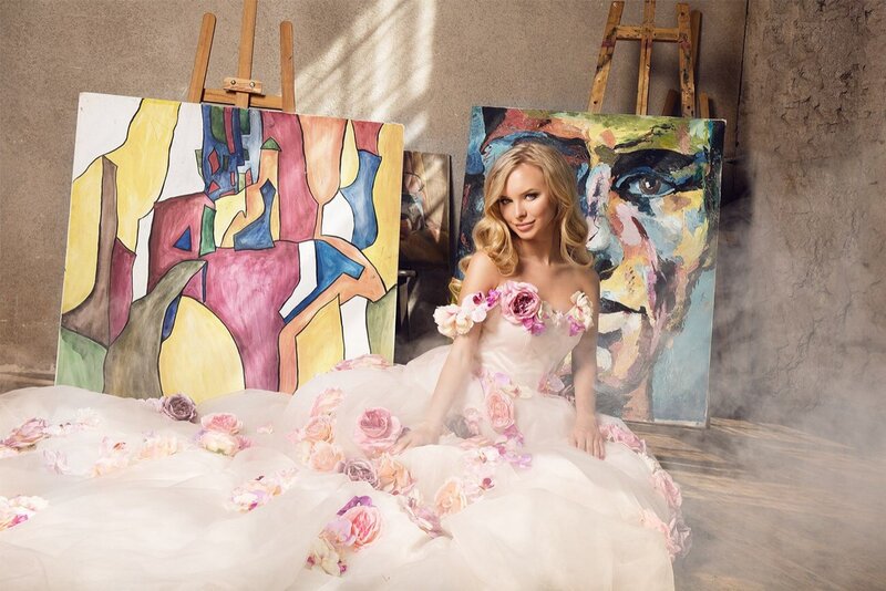 Woman in Floral Dress — White, Artistic