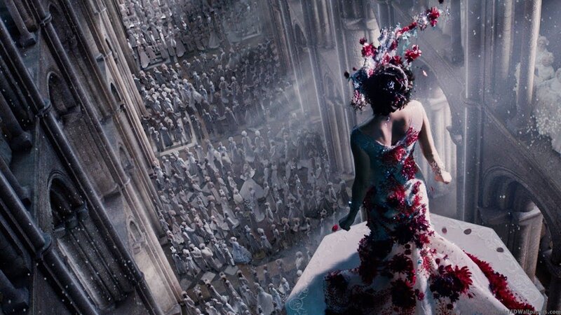 Woman in Floral Dress — White, Dramatic, Digital Art, Crowd