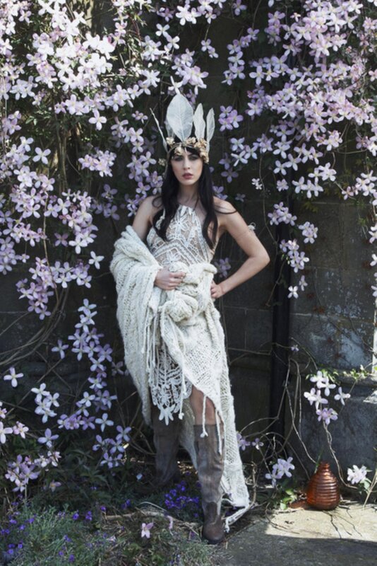 Woman in Floral Dress — White, Ethereal, Spring