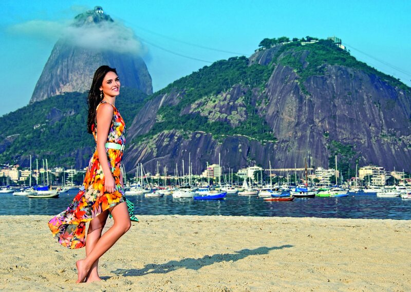 Woman in Floral Dress — Yellow, Serene, Afternoon, Photograph, Beach