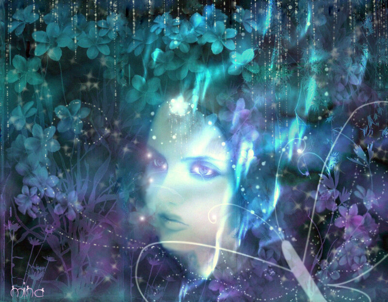 woman in floral fantasy