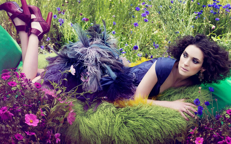 woman in floral field
