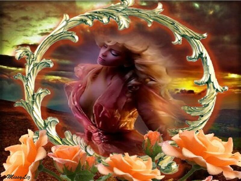 Woman in Floral Frame