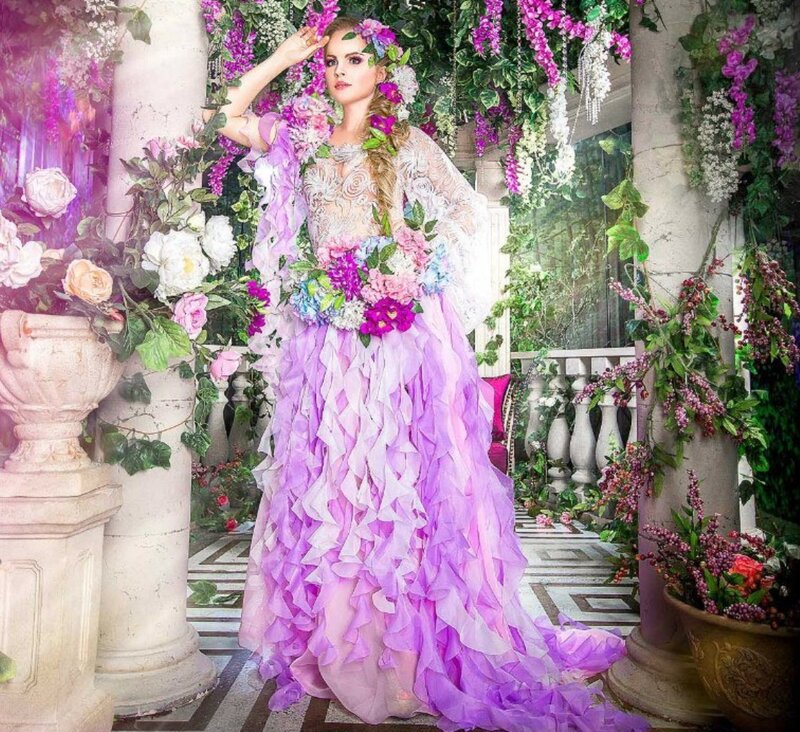 Woman in Floral Gown — Purple, Dreamy