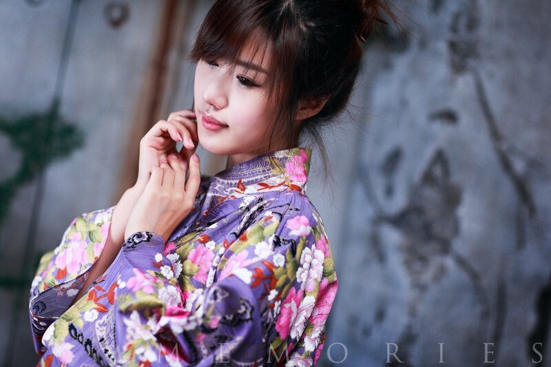 woman in floral kimono