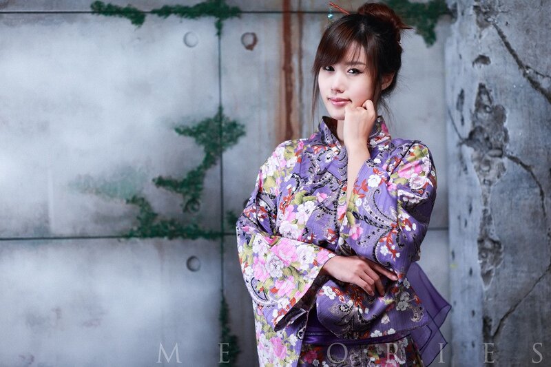 woman in floral kimono