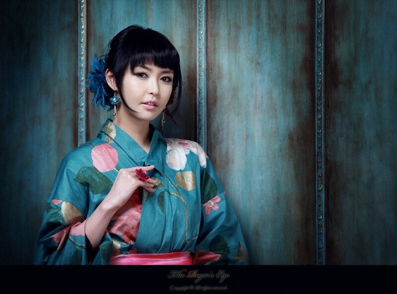 woman in floral kimono