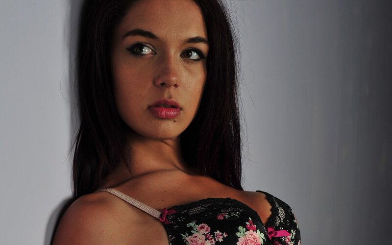 woman in floral lingerie