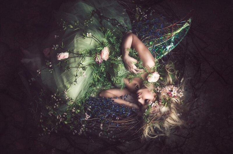 Woman in Floral Nest