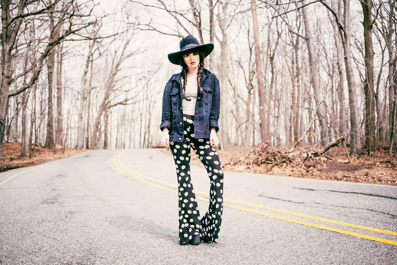 Woman in Floral Pants — Black