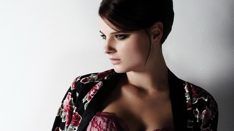 woman in floral robe