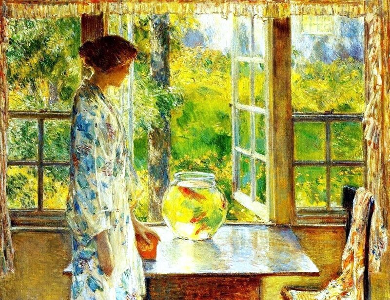 Woman in Floral Robe — Green