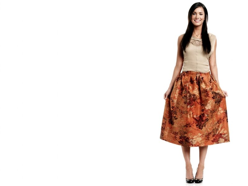 Woman in Floral Skirt — Orange, Neutral