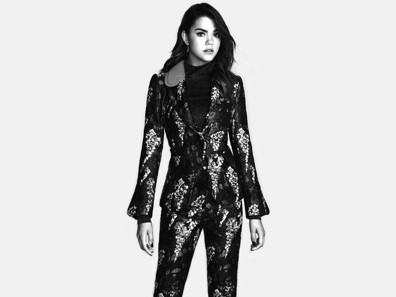Woman in Floral Suit — Black