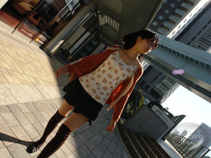 Woman in floral top walking outside